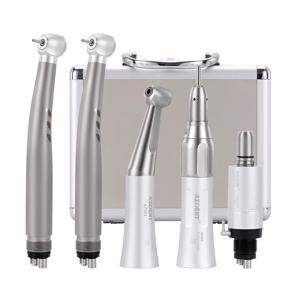 AZDENT Dental Stainless Body Shadowless LED E-generator High and Low Speed Handpiece 4 Holes