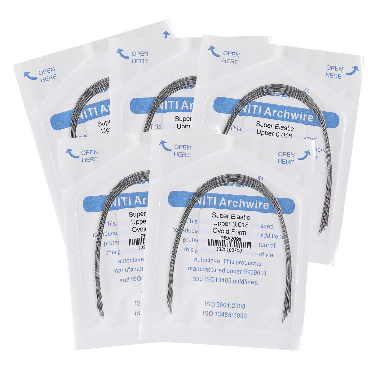 Arco de alambre AZDENT NiTi superelástico ovalado redondo de 0,018 mm superior (10 unidades/paquete)