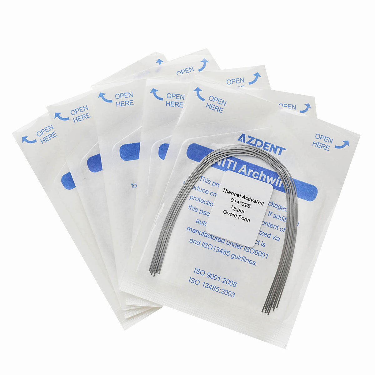 AZDENT Thermal Active NiTi Archwire Ovoid Form Rectangular 0.014 x 0.025 Upper 10pcs/Pack