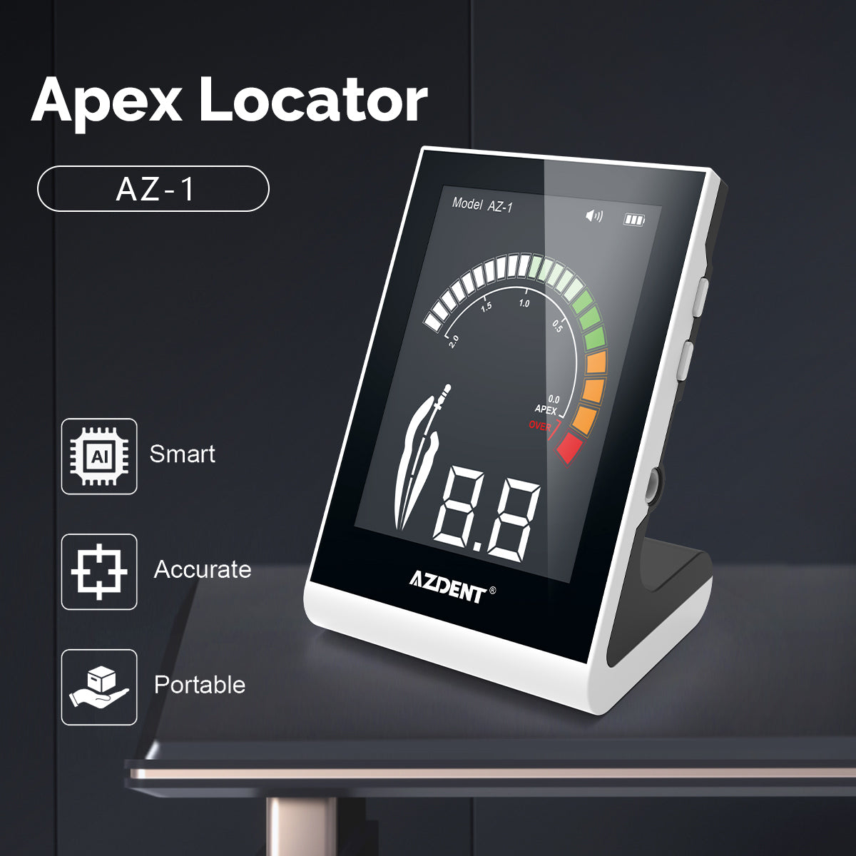 AZDENT Dental Endodontic Apex Locator Root Canal Measurement Tool Multi-color Screen Touch Inductive Button