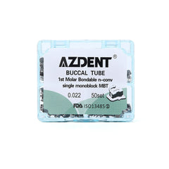 Tubo bucal AZDENT para primer molar, monobloque no convertible, MBT 0.022, 50 juegos/caja