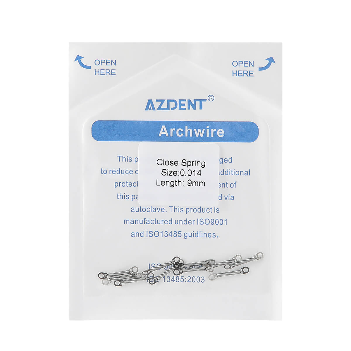 AZDENT Dental Orthodontic Accessory Closed Coil Spring 0.014 9mm 10pcs/Bag