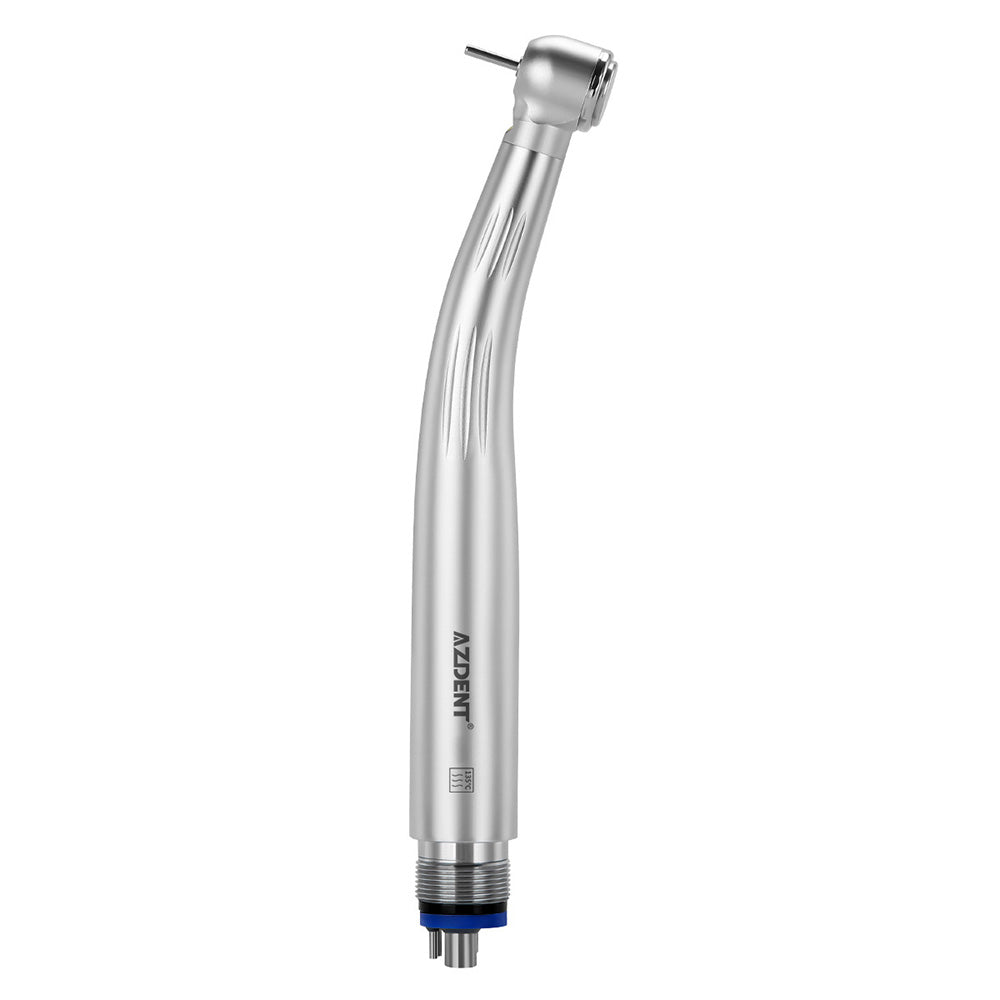 AZDENT High Speed Handpiece Torque Head Push Button E-generator LED Triple Water Spray Ceramic Bearings 4 Hole