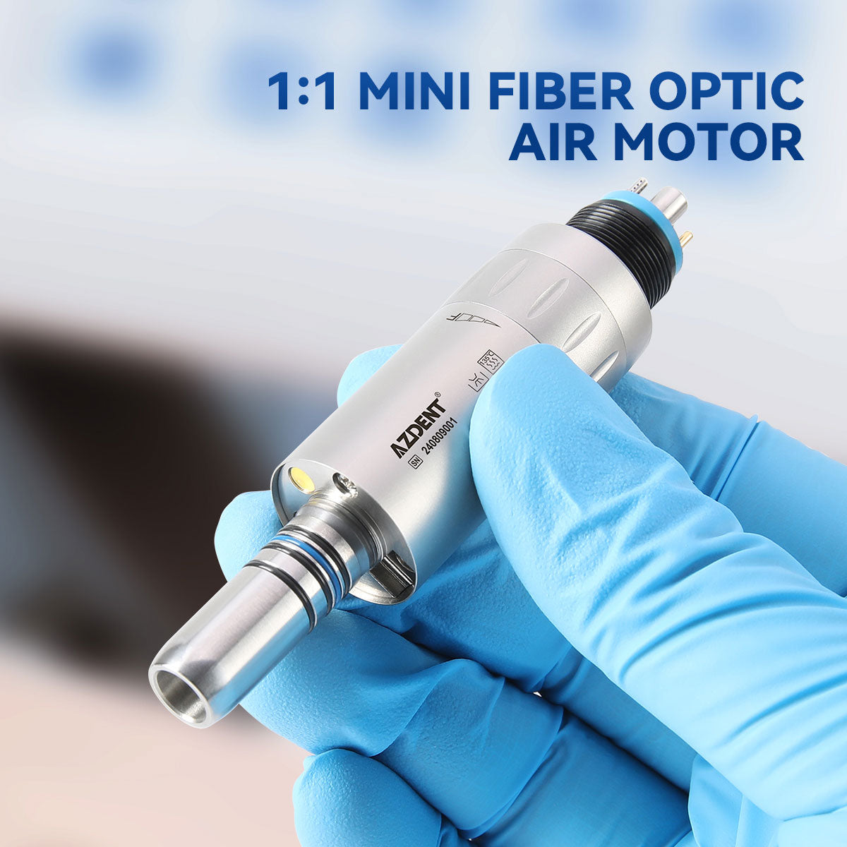 AZDENT Dental Mini 8:1 Contra Angle Fiber Optic Low Speed ​​Handpiece / Mini Fiber Optic Air Motor 6 Hollow
