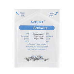 AZDENT Dental Orthodontic Accessory Closed Coil Spring 0.010 3mm 10pcs/Bag