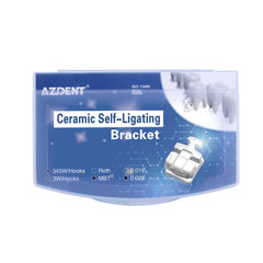 AZDENT Dental Self-ligating Ceramic Bracket MBT 0.022 Hooks on 345 20pcs/Box