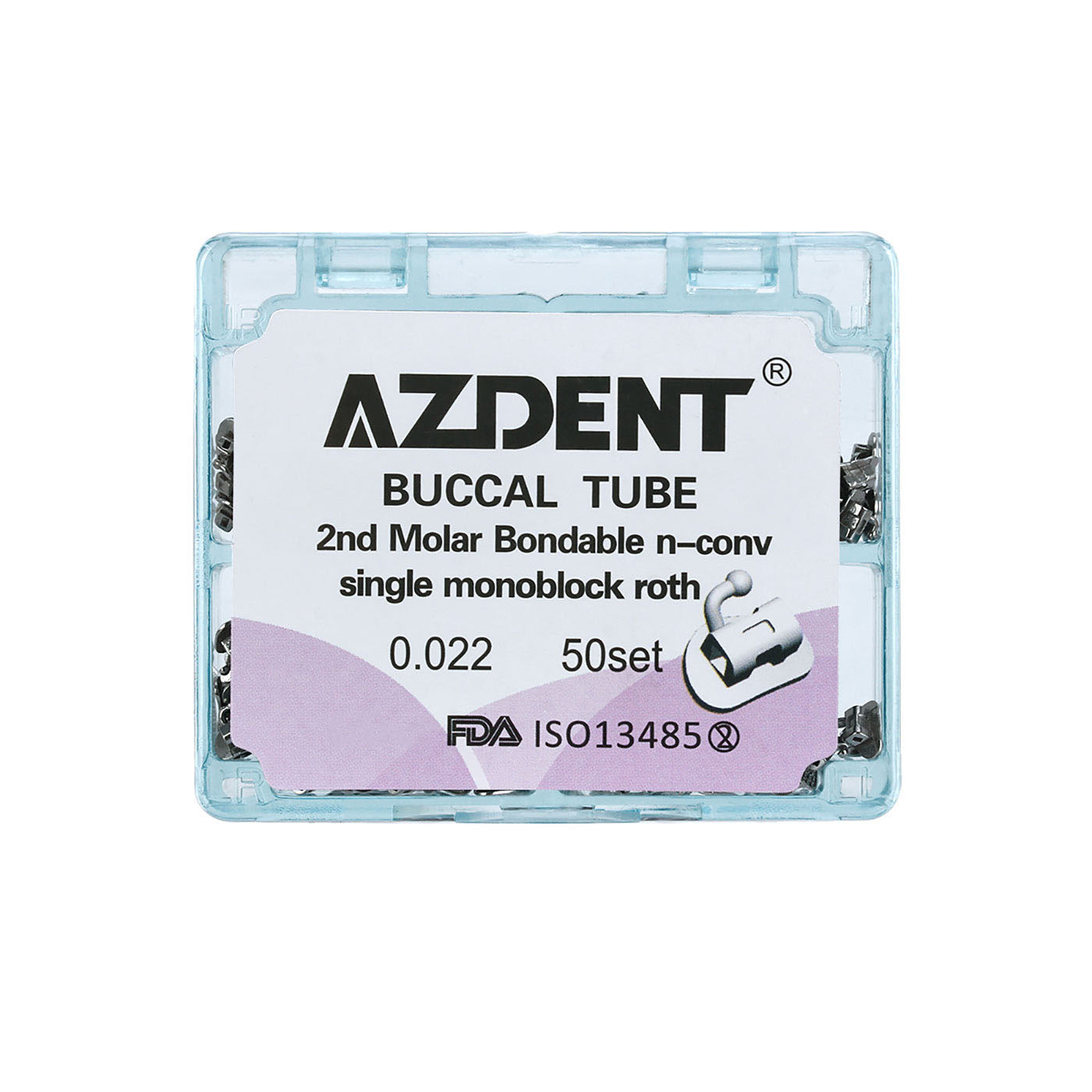 AZDENT Buccal Tube 2nd Molar Bondable Monoblock Non-convertible Roth 0.022 50Sets/Bx