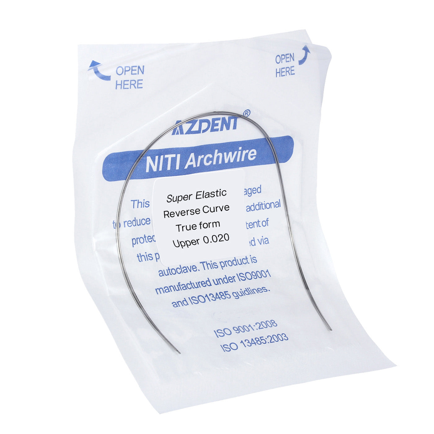 AZDENT Arch Wire NiTi Reverse Curve True Form Round 0.020 Upper 2pcs/Pack