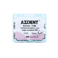 AZDENT Buccal Tube 2nd Molar Bondable Monoblock Non-convertible MBT 0.022 50Sets/Box