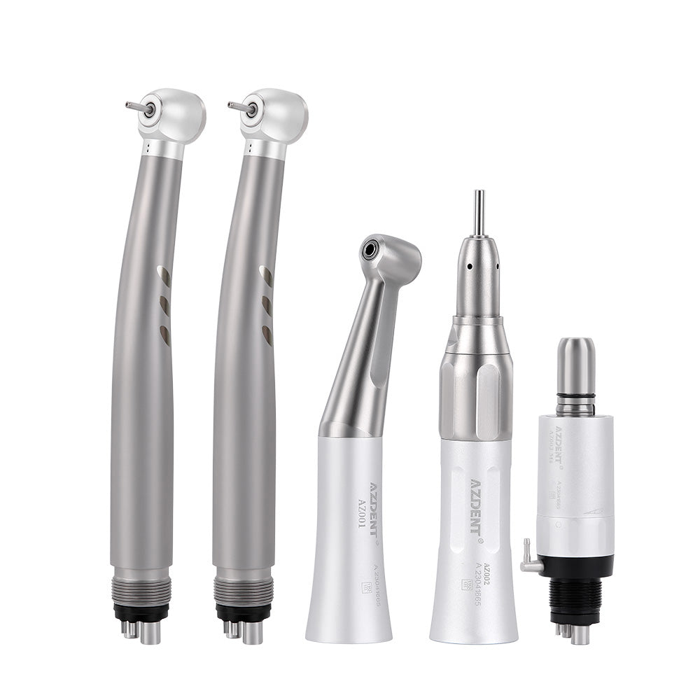 AZDENT Dental Stainless Body Shadowless LED E-generator High and Low Speed Handpiece 4 Holes