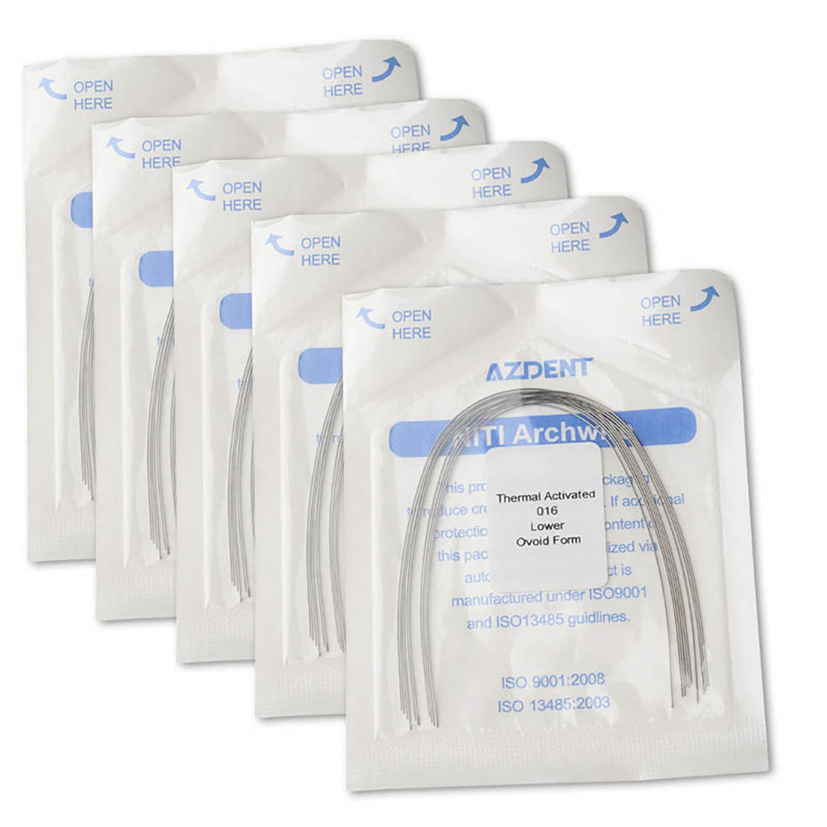 AZDENT Thermal Active NiTi Arch Wire Ovoid Form Round 0.016 Lower 10pcs/Pack