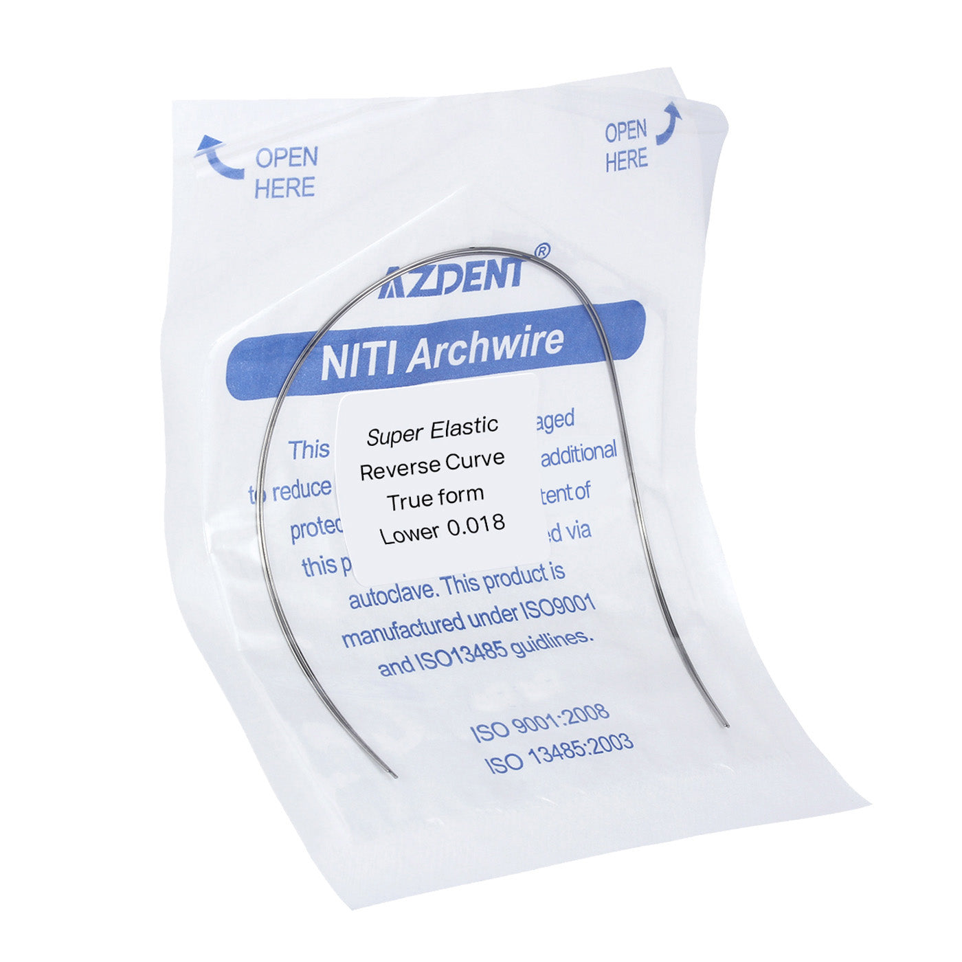 AZDENT Arch Wire NiTi Reverse Curve True Form Round 0.018 Lower 2pcs/Pack