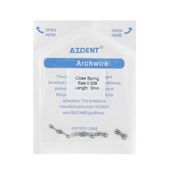 AZDENT Dental Orthodontic Accessory Closed Coil Spring 0.008 3mm 10pcs/Bag