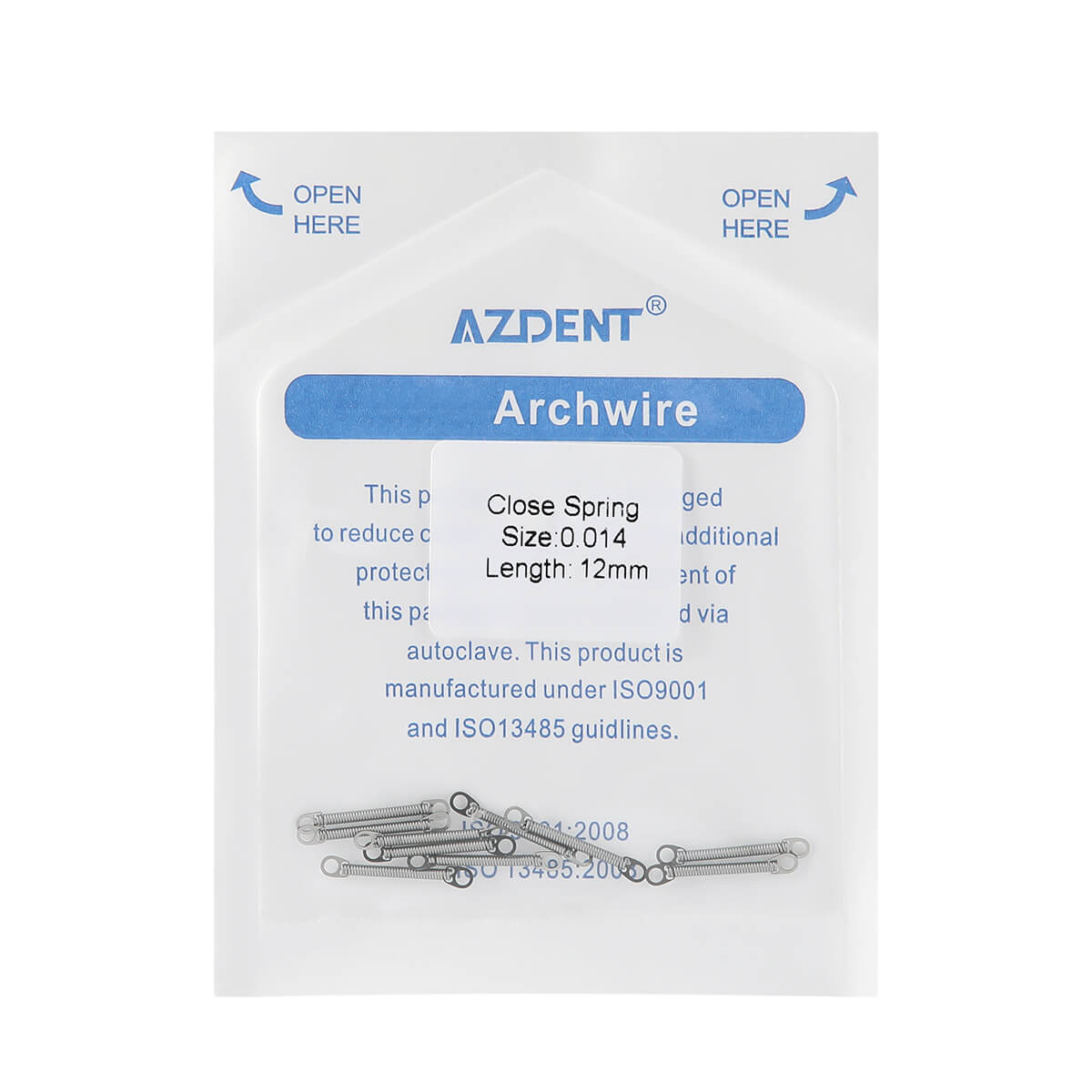 AZDENT Dental Orthodontic Accessory Closed Coil Spring 0.014 12mm 10pcs/Bag