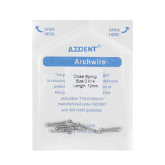 AZDENT Dental Orthodontic Accessory Closed Coil Spring 0.014 12mm 10pcs/Bag