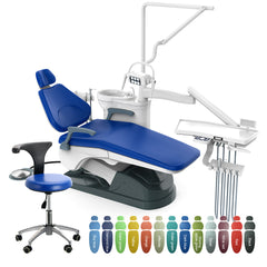 Dental Unit Chair J2688-A1 DC Motor Computer Controlled Hard Leather with Stool Sapphire Blue