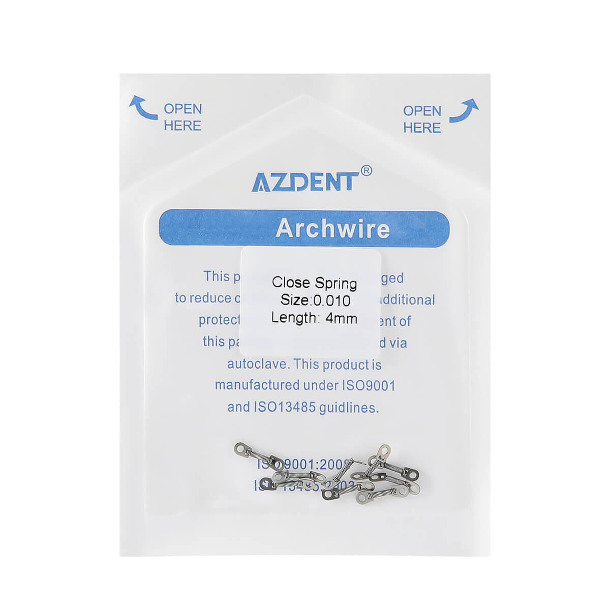 AZDENT Dental Orthodontic Accessory Closed Coil Spring 0.010 4mm 10pcs/Bag