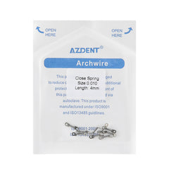 AZDENT Dental Orthodontic Accessory Closed Coil Spring 0.010 4mm 10pcs/Bag