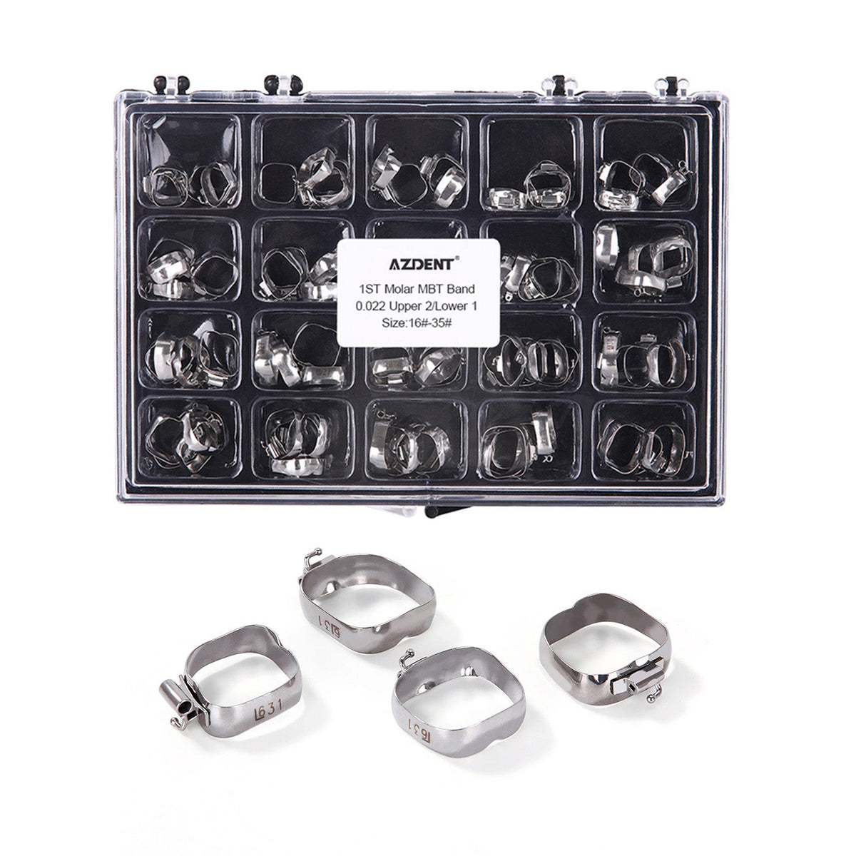 AZDENT 1st Molar Bands with Buccal Tube MBT .022 #16-#35 U2/L1 80pcs/Box