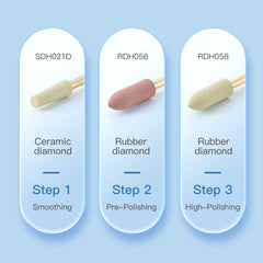 Dental Zirconia Grinding and Polishing Kit Ceramic/ Rubber Diamond Polishers HP 2.35mm 3pcs/Box