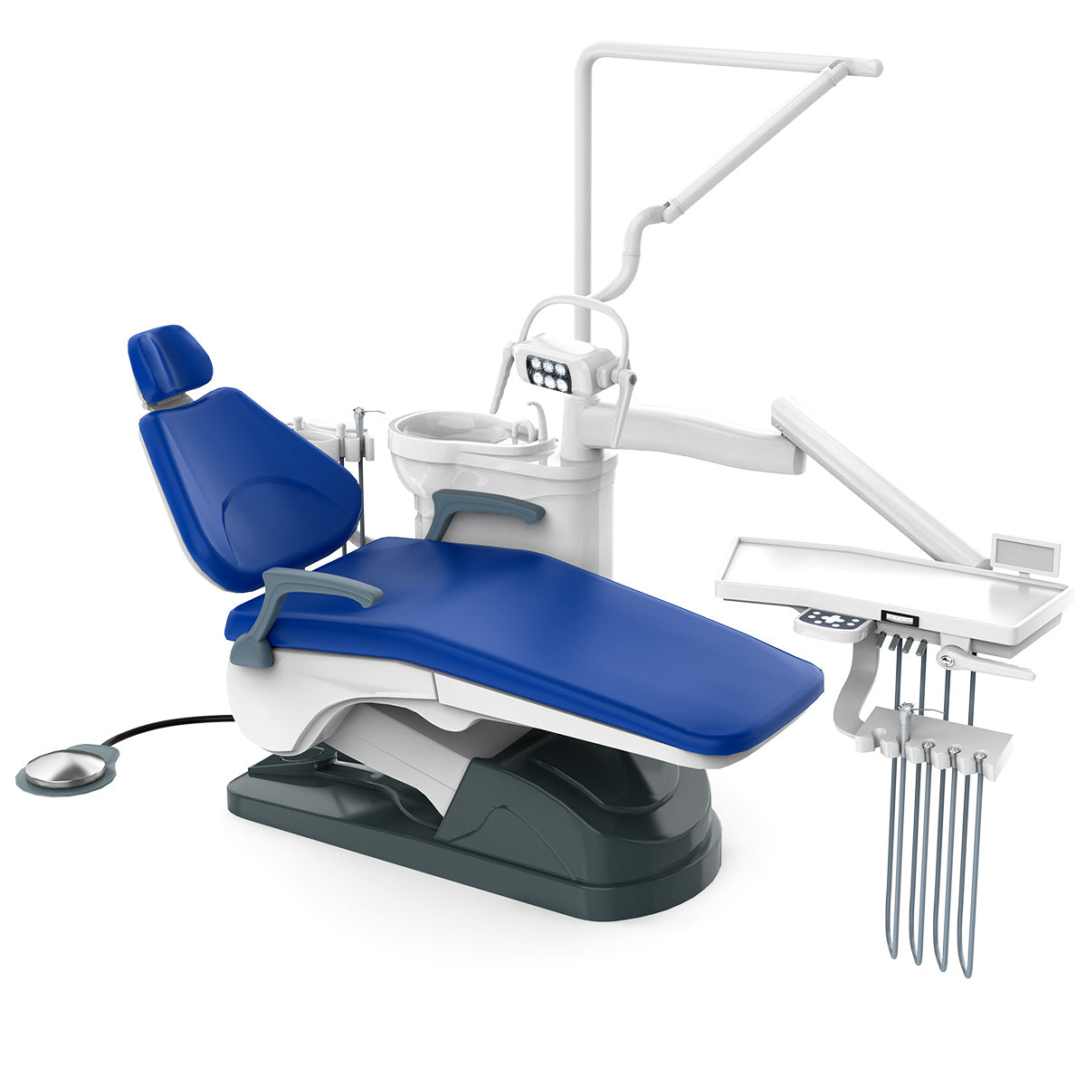 Dental Unit Chair J2688-A1 DC Motor Computer Controlled Hard Leather with Stool Sapphire Blue