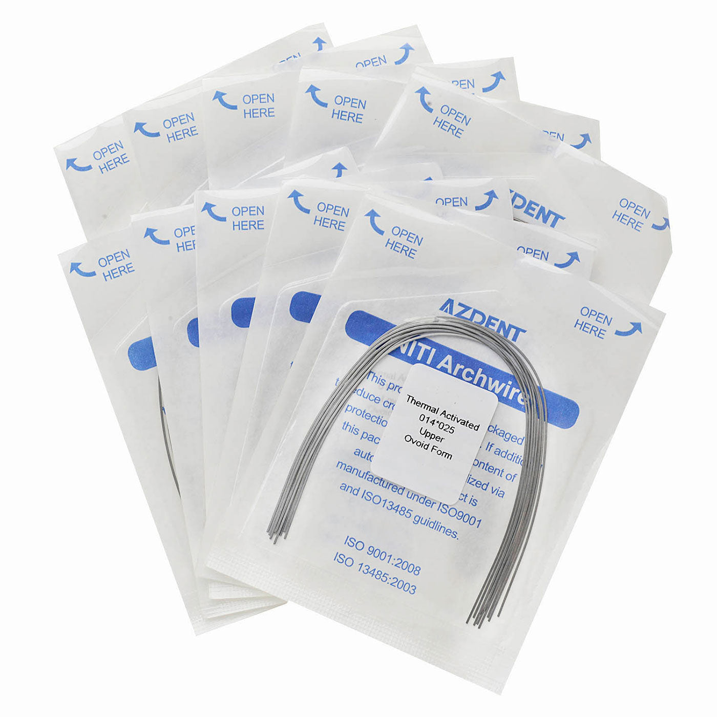 AZDENT Thermal Active NiTi Archwire Ovoid Form Rectangular 0.014 x 0.025 Upper 10pcs/Pack