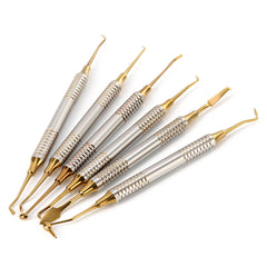 Dental Tools Composite Resin Filling Spatula Titanium Plated Head Filler Gold