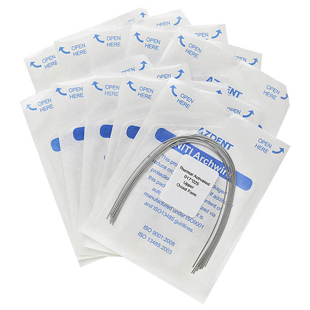 AZDENT Thermal Active NiTi Archwire Ovoid Form Rectangular 0.017 x 0.025 Upper 10pcs/Pack
