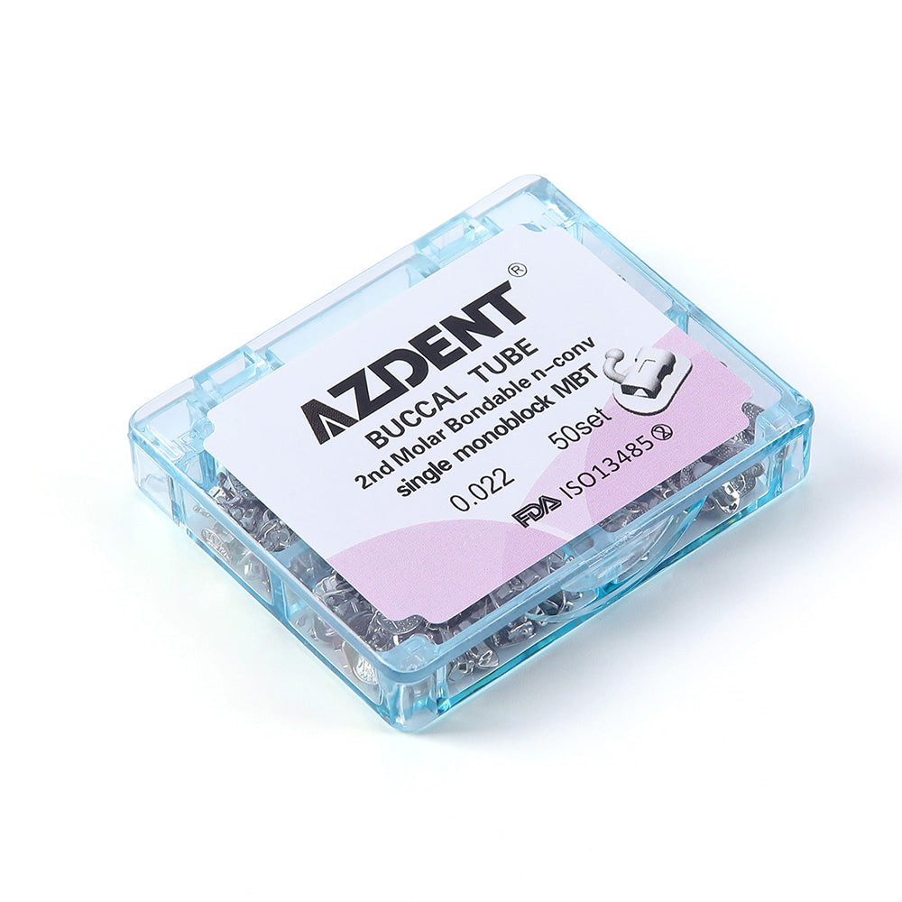 AZDENT Buccal Tube 2nd Molar Bondable Monoblock Non-convertible MBT 0.022 50Sets/Box