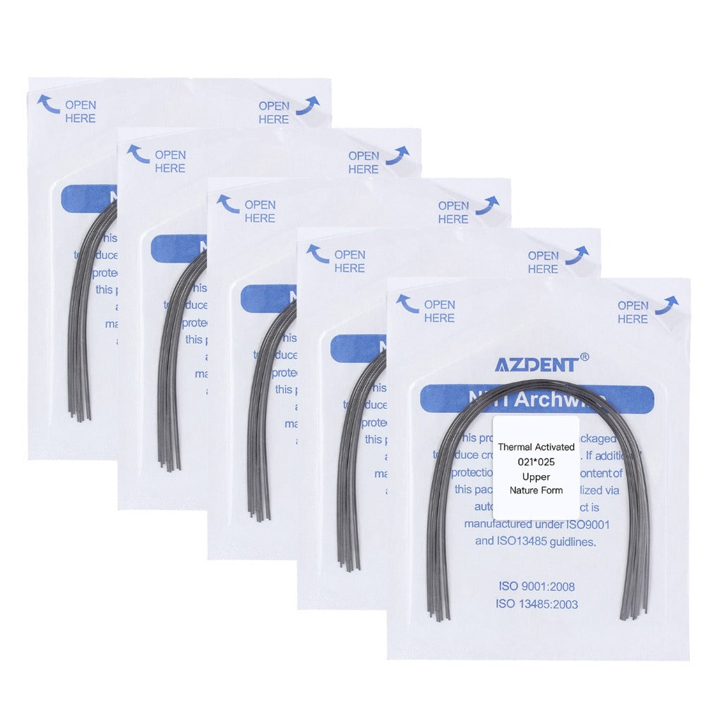AZDENT Thermal Active NiTi Archwire Natural Form Rectangular 0.021 x 0.025 Upper 10pcs/Pack