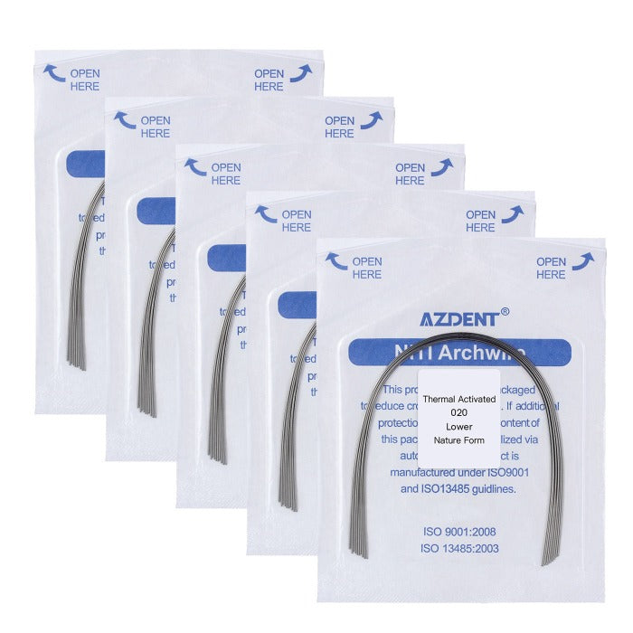 AZDENT Thermal Active NiTi Archwire Natural Form Round 0.020 Lower 10pcs/Pack