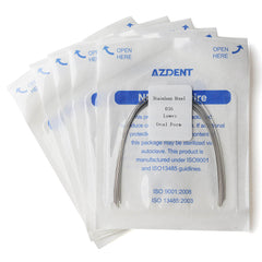 Arco de alambre AZDENT de acero inoxidable, forma ovalada, redondo, 0,016 mm, inferior, 10 unidades/paquete