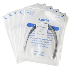 Arco de alambre AZDENT de acero inoxidable, forma ovalada, rectangular, 0,018 x 0,025, superior, 10 unidades/paquete