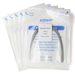 Arco de alambre AZDENT de acero inoxidable, forma ovalada, rectangular, 0,018 x 0,022, inferior, 10 unidades/paquete