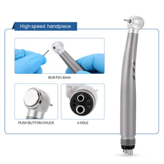 AZDENT Dental Stainless Body Shadowless LED E-generator High and Low Speed Handpiece 2/4 Holes