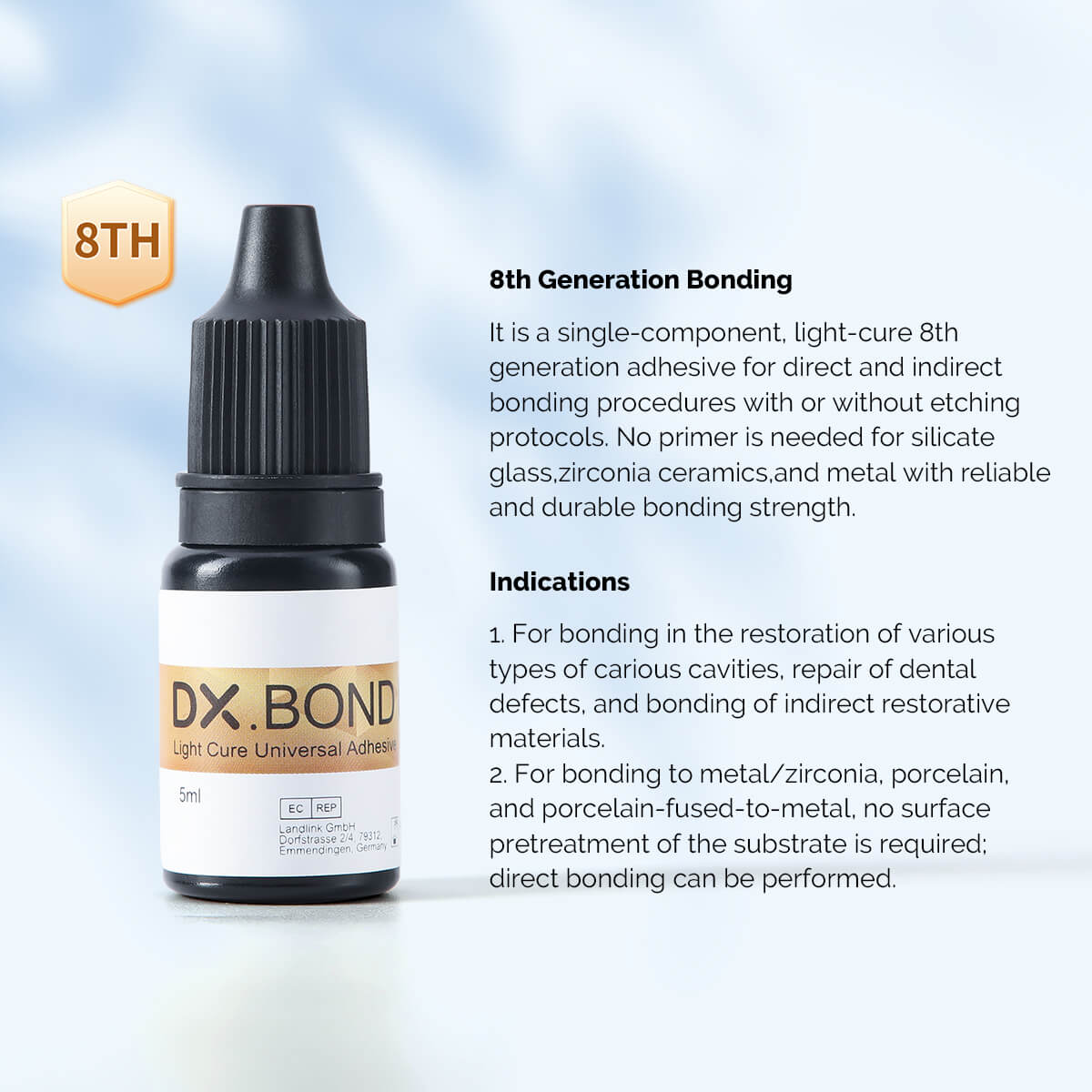 Dentex Dental Light Cure Universal Adhesive Bonding Agent Self-etch Gel 5ml