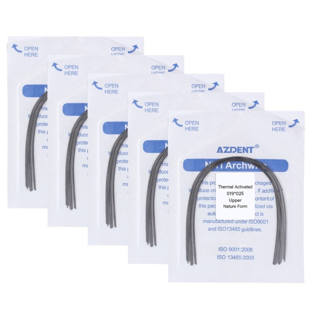 AZDENT Thermal Active NiTi Archwire Natural Form Rectangular 0.019 x 0.025 Upper 10pcs/Pack