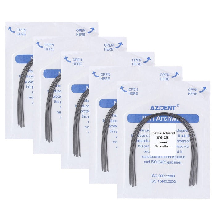 AZDENT Thermal Active NiTi Archwire Natural Form Rectangular 0.016 x 0.025 Lower 10pcs/Pack