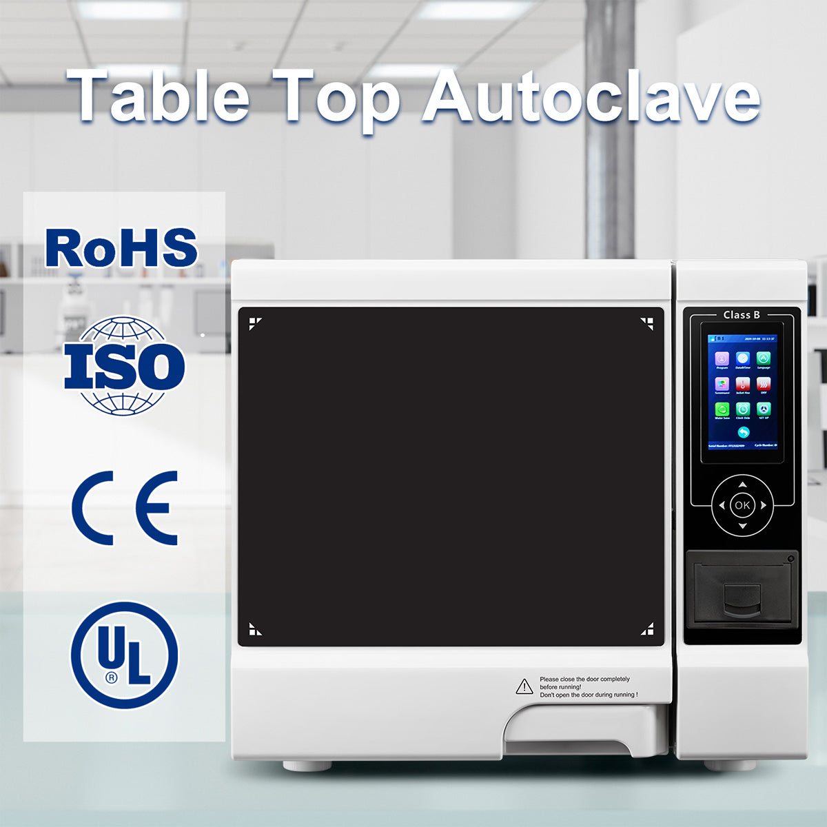 Dental Autoclave Steam Sterilizer Table Top LCD Built-in Printer Class B Dry Function 22L