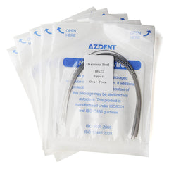 Arco de alambre AZDENT de acero inoxidable, forma ovalada, rectangular, 0,018 x 0,022 mm, superior, 10 unidades/paquete