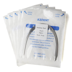 Arco de alambre AZDENT de acero inoxidable, forma ovalada, rectangular, 0,019 x 0,025, superior, 10 unidades/paquete