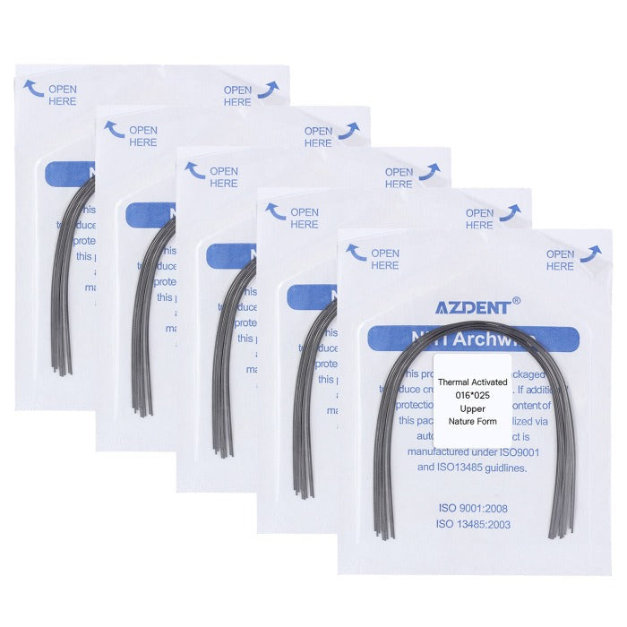 AZDENT Thermal Active NiTi Archwire Natural Form Rectangular 0.016 x 0.025 Upper 10pcs/Pack