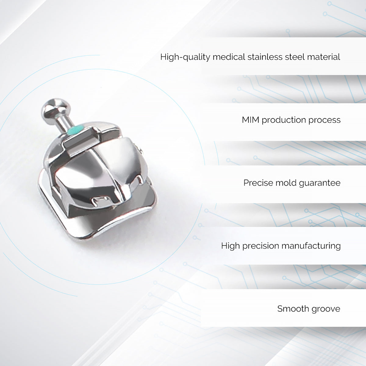 AZDENT Dental Orthodontic Self-Ligating Brackets Spherical Monoblock Roth/MBT .022 Hooks On 345 With Buccal Tube 24pcs/Box