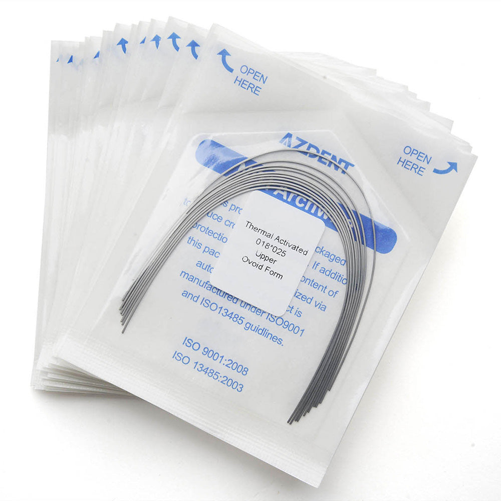 AZDENT Thermal Active NiTi Archwire Ovoid Form Rectangular 0.018 x 0.025 Upper 10pcs/Pack