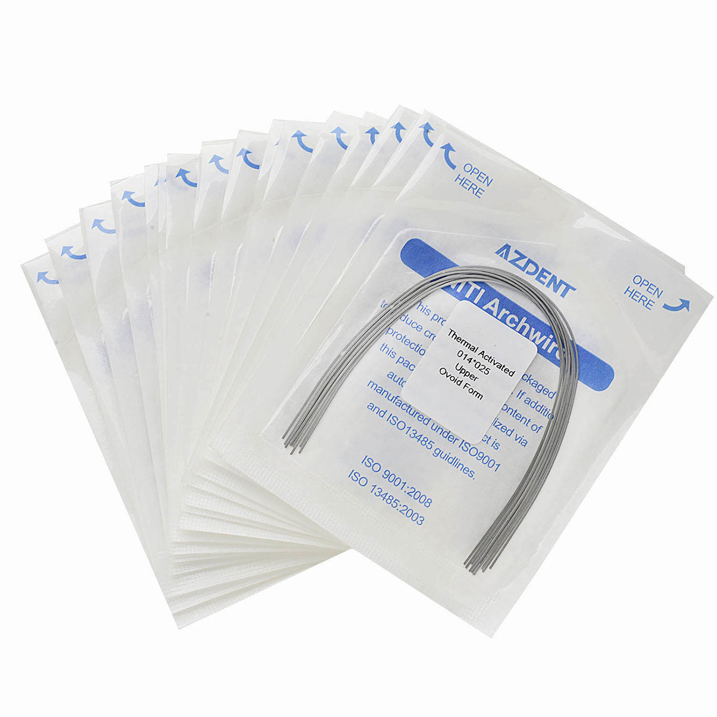 AZDENT Thermal Active NiTi Archwire Ovoid Form Rectangular 0.014 x 0.025 Upper 10pcs/Pack
