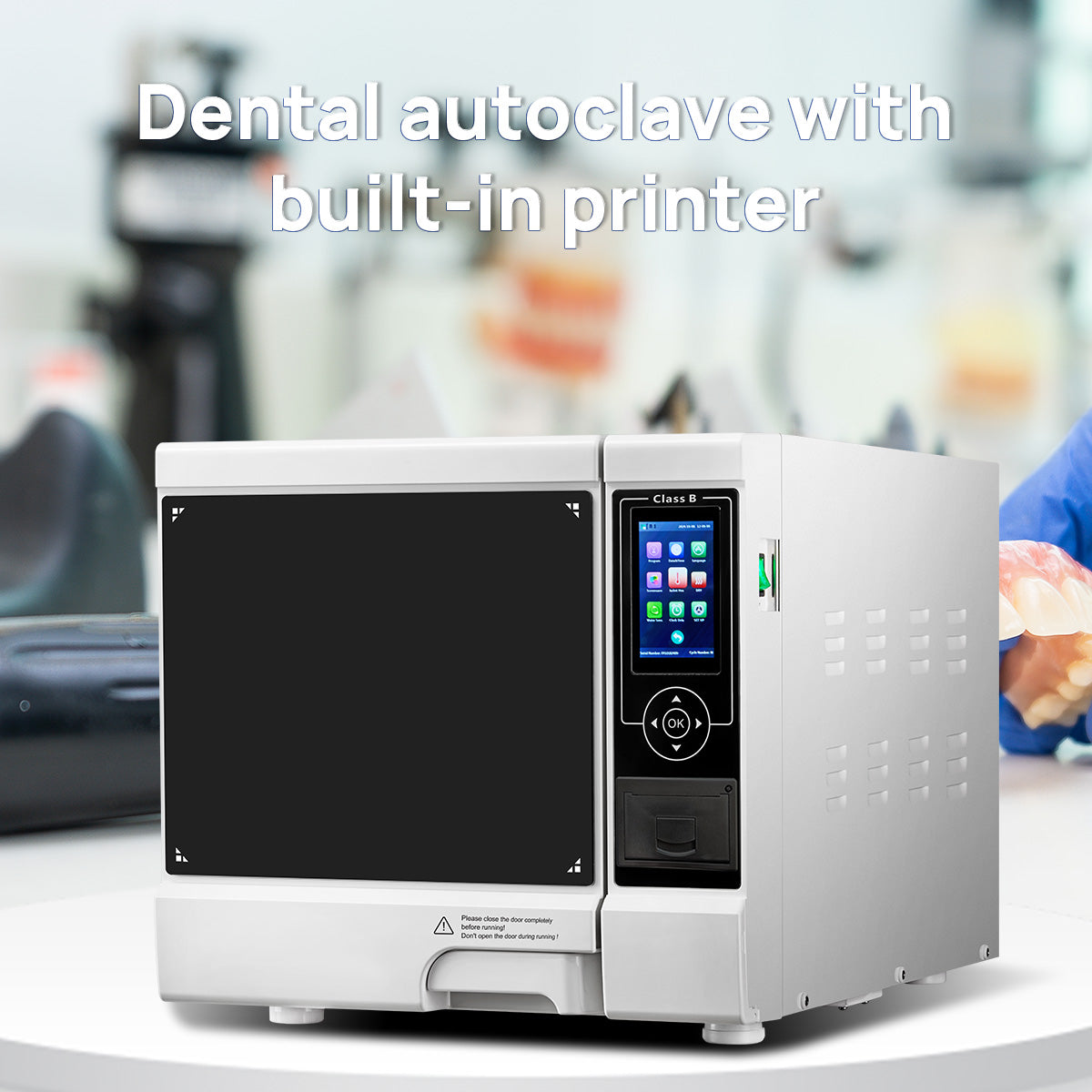 Dental Autoclave Steam Sterilizer Table Top LCD Built-in Printer Class B Dry Function 22L