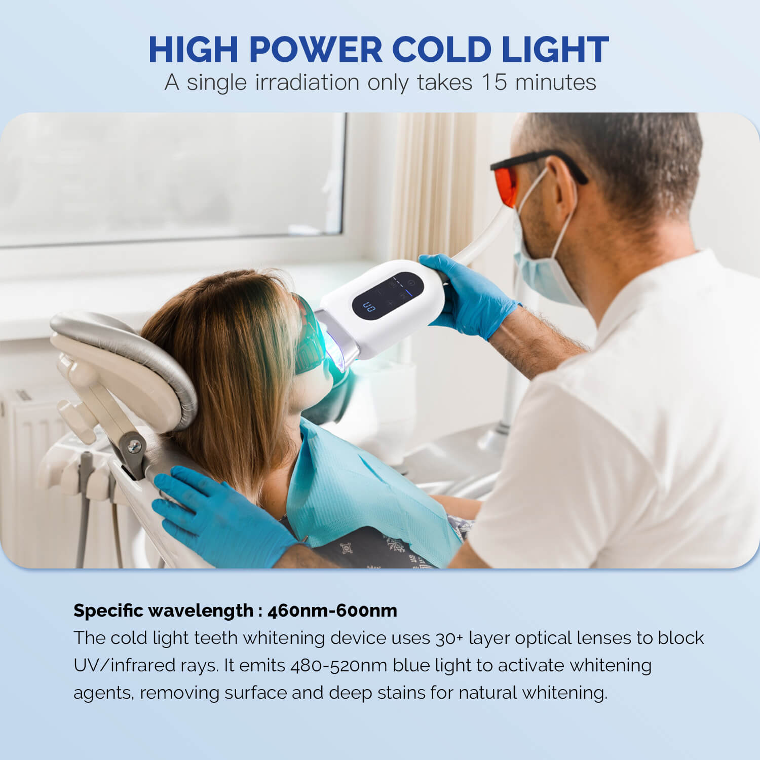 Dental 3-Color Cold Light LED Teeth Whitening Machine BM01F Floor Stand Model