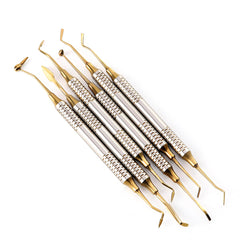 Dental Tools Composite Resin Filling Spatula Titanium Plated Head Filler Gold