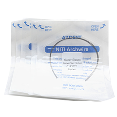 Arco de Niti AZDENT con curvatura inversa rectangular, 0,014 x 0,025, superior, paquete de 2 unidades