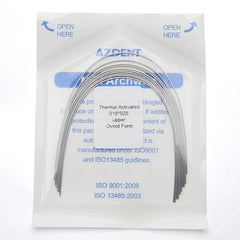 AZDENT Thermal Active NiTi Archwire Ovoid Form Rectangular 0.018 x 0.025 Upper 10pcs/Pack